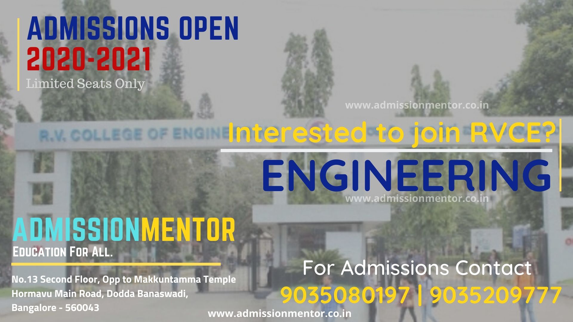 DIRECT ADMISSIONS IN RV COLLEGE OF ENGINEERING | RV COLLEGE OF ...